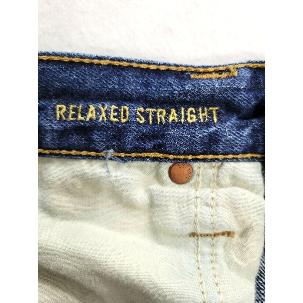 American Eagle Men's 34x30 Relaxed Straight Denim Blue Jeans - Picture 6 of 7